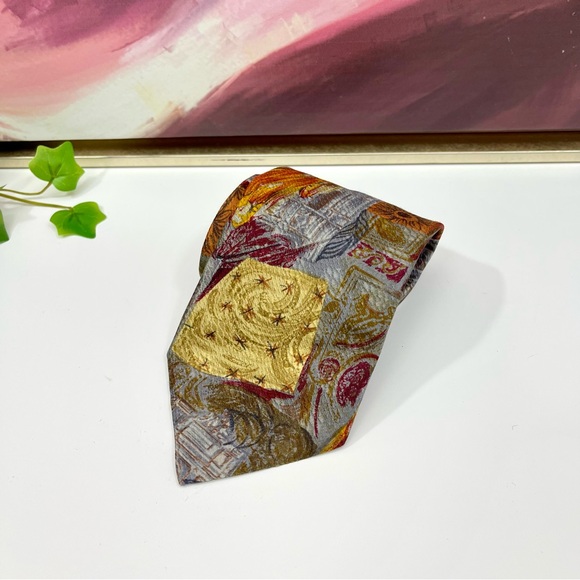 ERMENEGILDO ZEGNA Vintage 100% Silk Tie in Retro Print - Picture 4 of 12